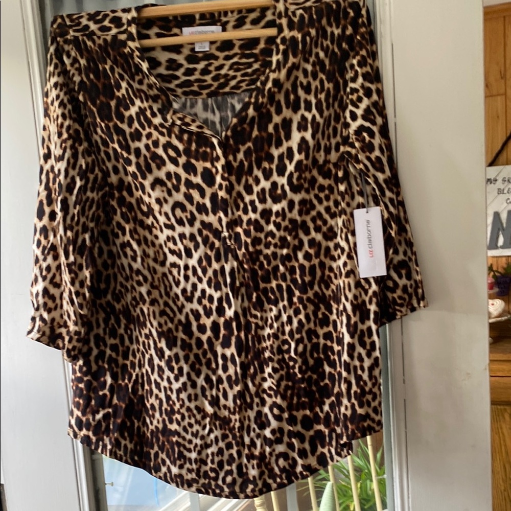 Liz Claiborne Animal Print Blouse - Brown and Black